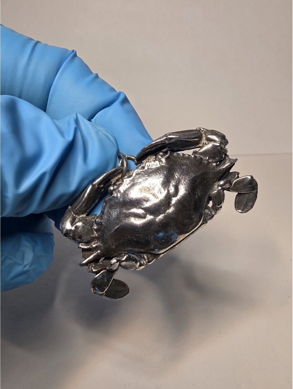 Sterling Silver Solid Crab Pendant